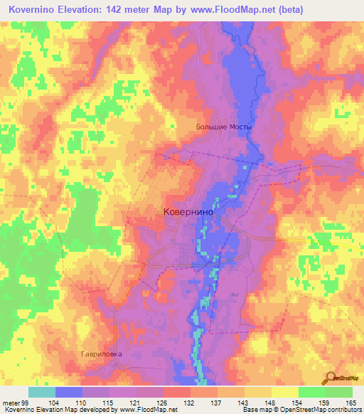 Kovernino,Russia Elevation Map