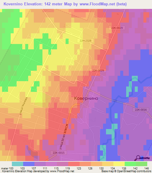 Kovernino,Russia Elevation Map