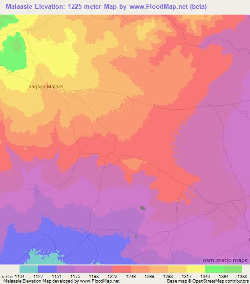 Malaasle,Somalia Elevation Map