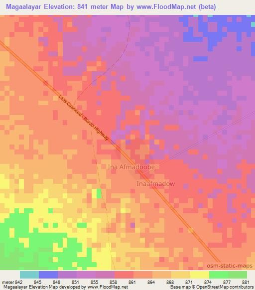 Magaalayar,Somalia Elevation Map