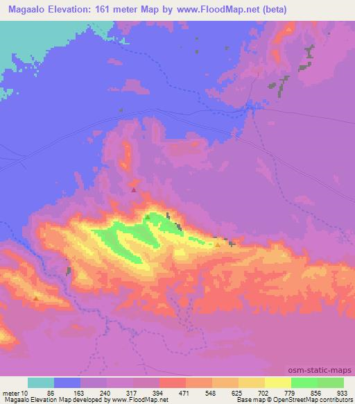 Magaalo,Somalia Elevation Map