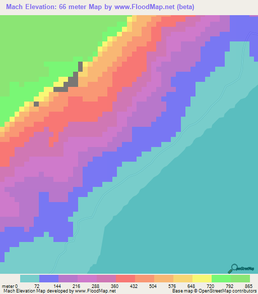 Mach,Somalia Elevation Map