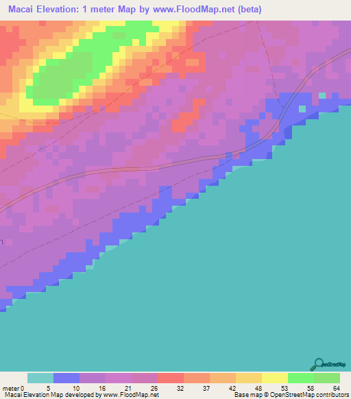 Macai,Somalia Elevation Map