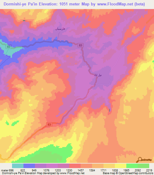 Dormishi-ye Pa'in,Iran Elevation Map