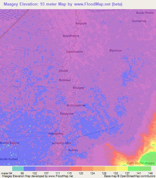 Maagey,Somalia Elevation Map