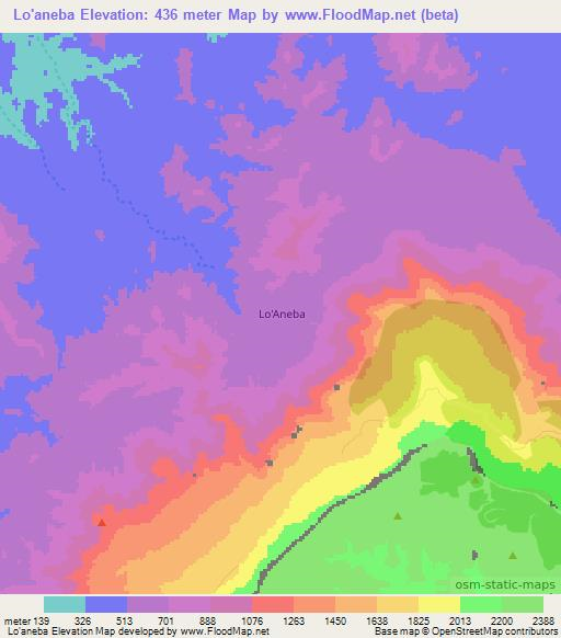 Lo'aneba,Somalia Elevation Map