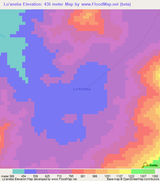 Lo'aneba,Somalia Elevation Map