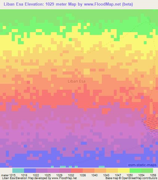 Liban Esa,Somalia Elevation Map