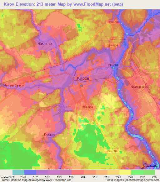Kirov,Russia Elevation Map