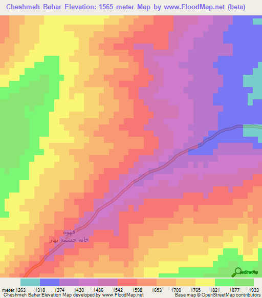 Cheshmeh Bahar,Iran Elevation Map