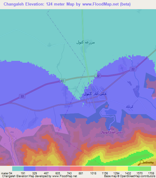 Changaleh,Iran Elevation Map