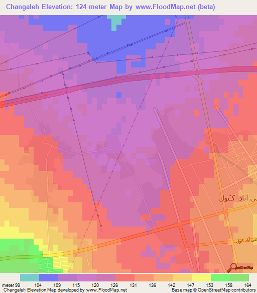 Changaleh,Iran Elevation Map