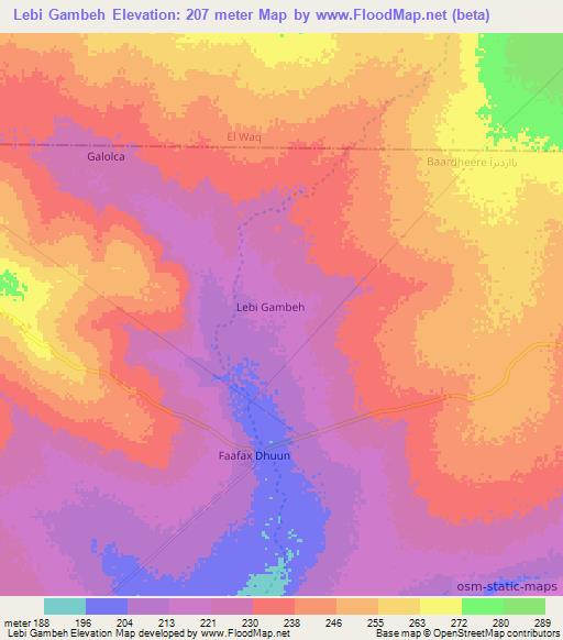 Lebi Gambeh,Somalia Elevation Map