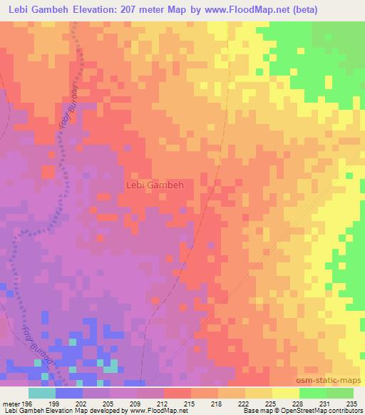 Lebi Gambeh,Somalia Elevation Map