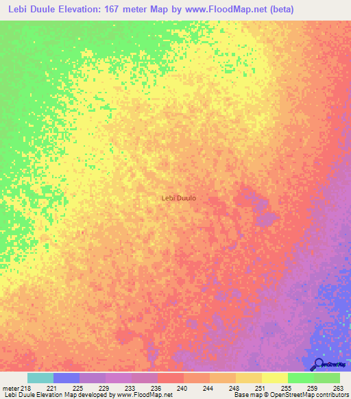 Lebi Duule,Somalia Elevation Map