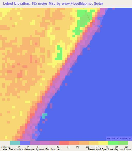 Lebed,Somalia Elevation Map