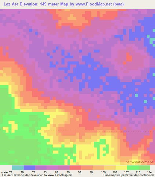 Laz Aer,Somalia Elevation Map