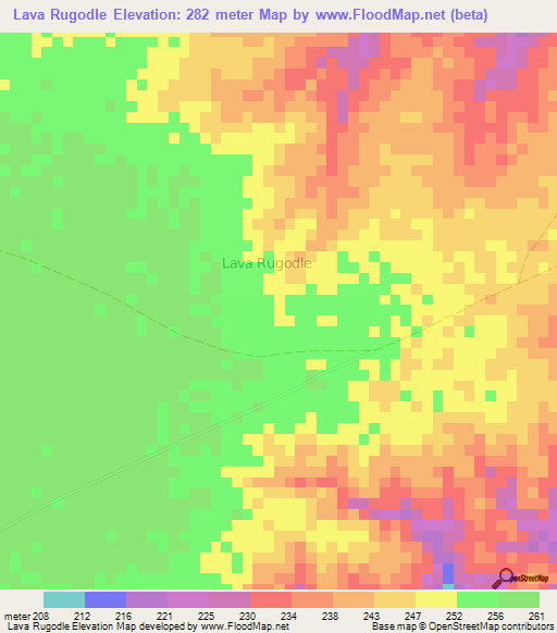 Lava Rugodle,Somalia Elevation Map