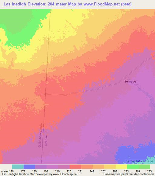 Las Inedigh,Somalia Elevation Map
