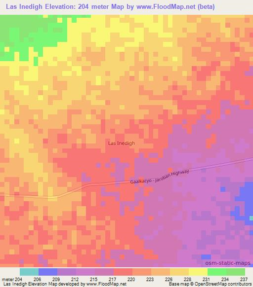 Las Inedigh,Somalia Elevation Map