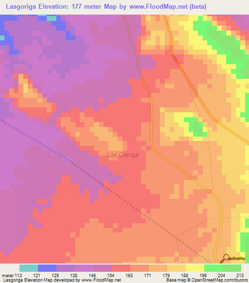 Lasgoriga,Somalia Elevation Map