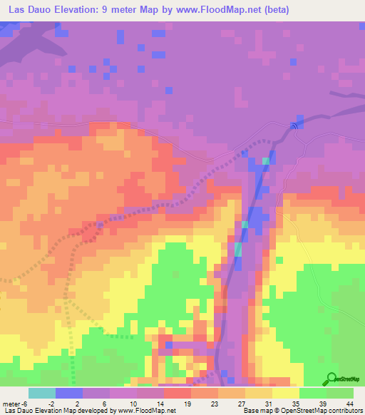 Las Dauo,Somalia Elevation Map