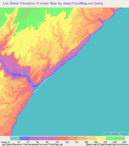 Las Bahai,Somalia Elevation Map
