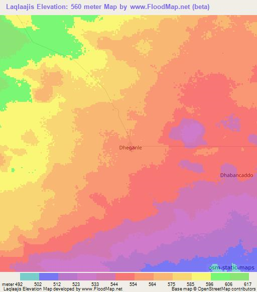 Laqlaajis,Somalia Elevation Map