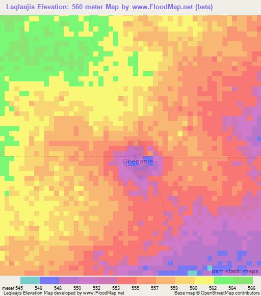 Laqlaajis,Somalia Elevation Map