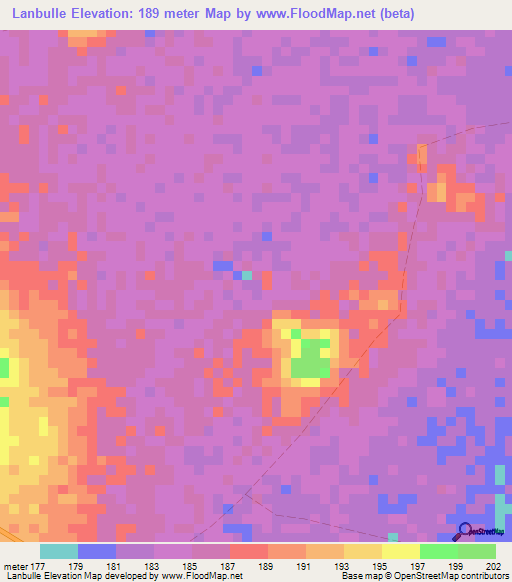 Lanbulle,Somalia Elevation Map