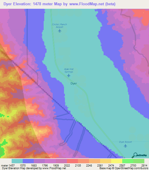 Dyer,US Elevation Map