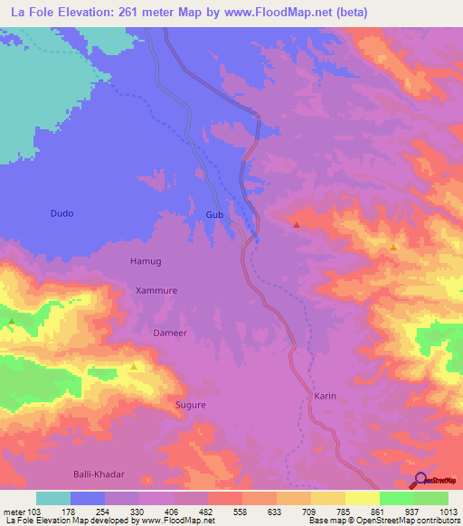 La Fole,Somalia Elevation Map