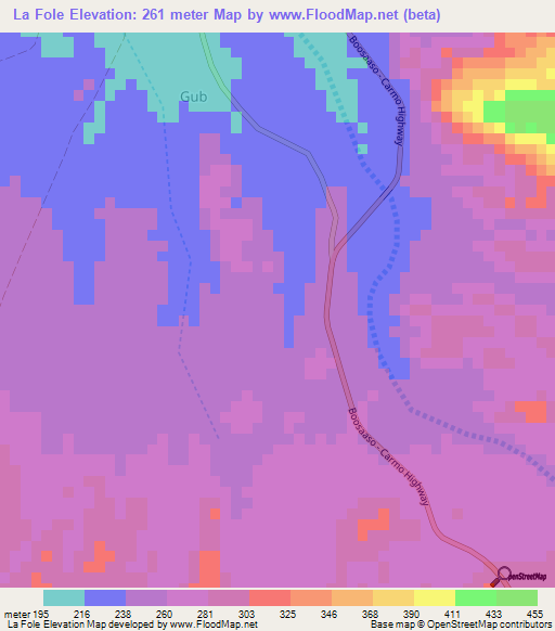 La Fole,Somalia Elevation Map