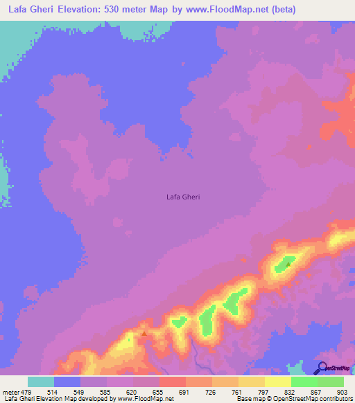 Lafa Gheri,Somalia Elevation Map