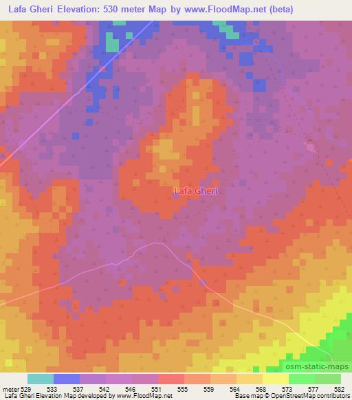 Lafa Gheri,Somalia Elevation Map