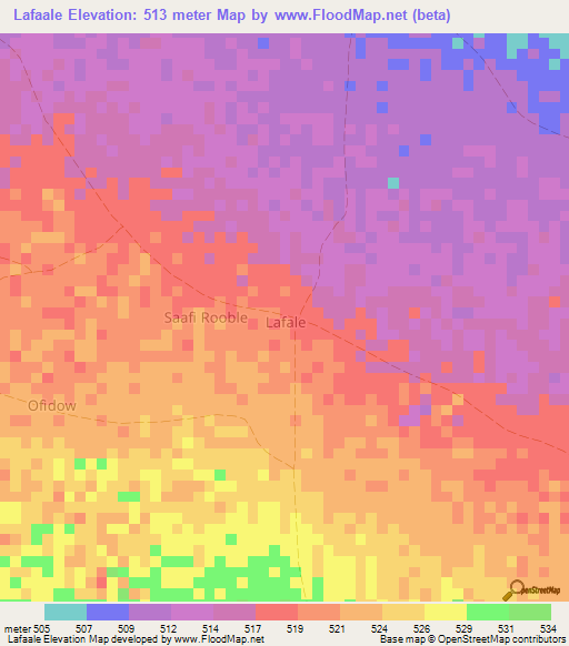 Lafaale,Somalia Elevation Map