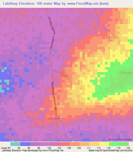Labiileey,Somalia Elevation Map