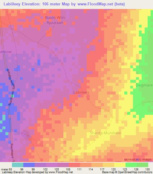 Labiileey,Somalia Elevation Map
