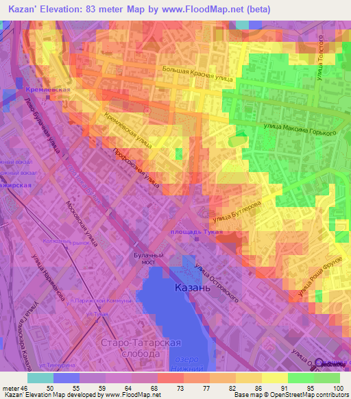 Kazan',Russia Elevation Map