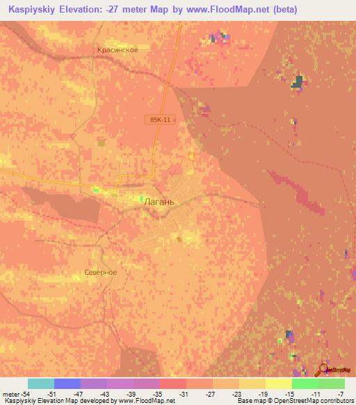 Kaspiyskiy,Russia Elevation Map