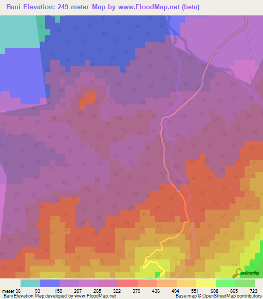 Bani,Iran Elevation Map