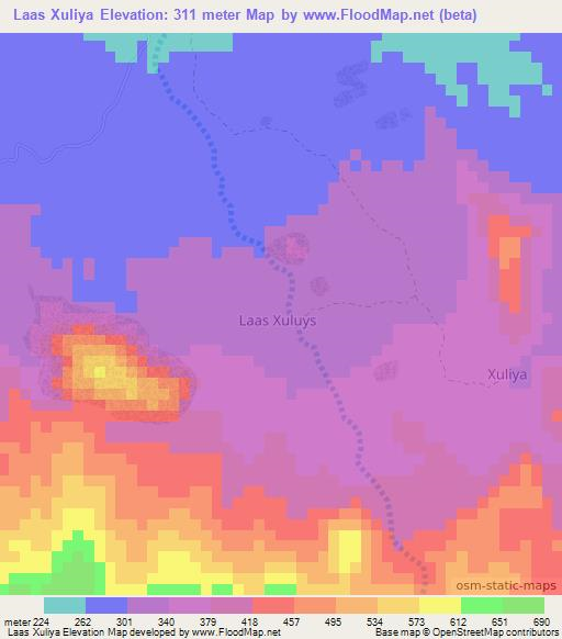 Laas Xuliya,Somalia Elevation Map