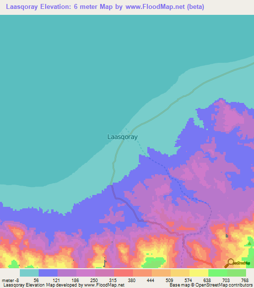 Laasqoray,Somalia Elevation Map