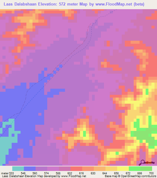 Laas Dalabshaan,Somalia Elevation Map