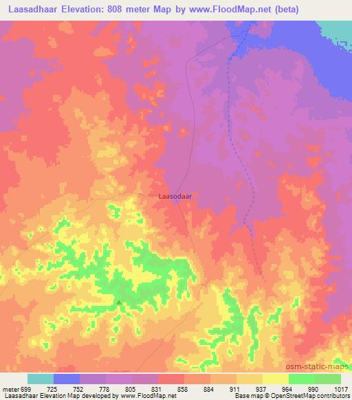 Laasadhaar,Somalia Elevation Map