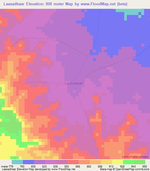 Laasadhaar,Somalia Elevation Map