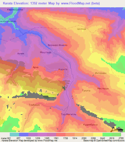 Karata,Russia Elevation Map