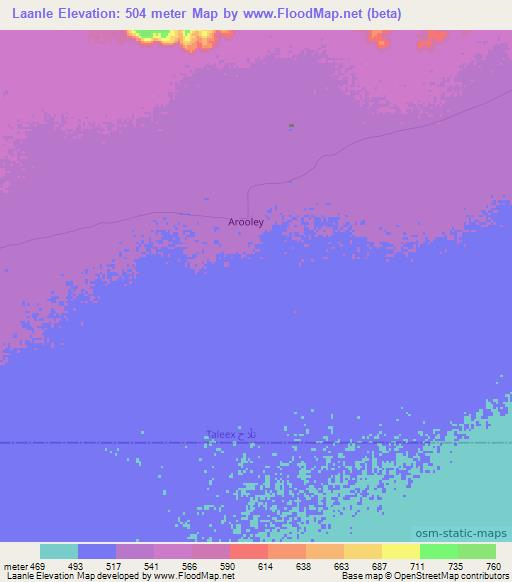 Laanle,Somalia Elevation Map