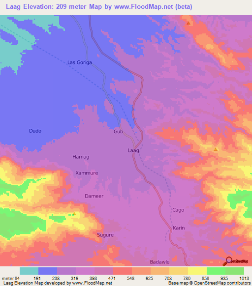 Laag,Somalia Elevation Map