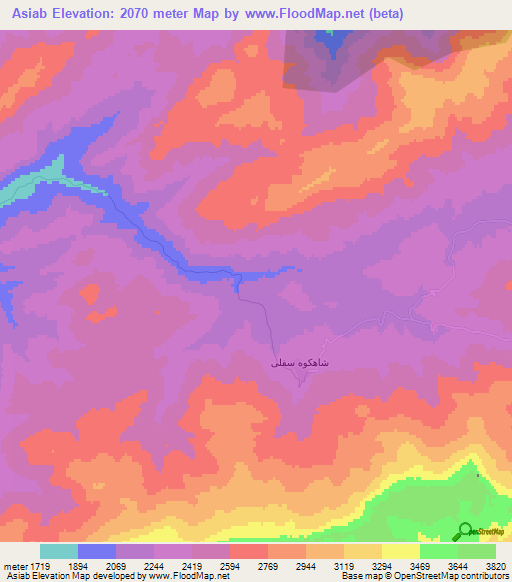 Asiab,Iran Elevation Map